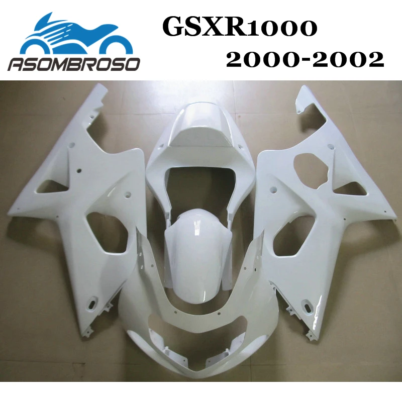 Дешевые обтекатель наборы для 2000 2001 2002 Suzuki K2 GSXR1000 00 01 02 GSXR 1000 полный белое тело ремонт послепродажного обтекатели части