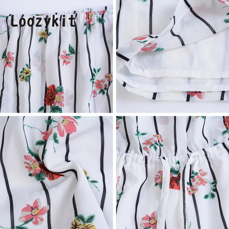 LOOZYKIT женские летние с открытыми плечами, без бретелек пляжные Комбинезоны повседневные цветочные печати свободные широкие ноги Комбинезоны женские модные комбинезоны
