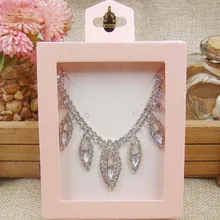 Бумага колье, серьги окно Розовый окна из ПВХ, Ювелирные Упаковка Подарочная коробка прозрачные украшения Дисплей таможенной стоимости очень