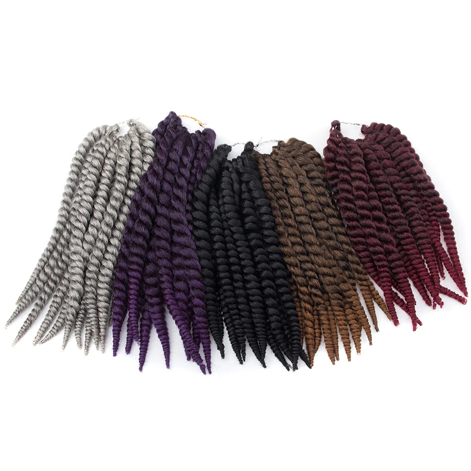 QP hair 2X Twist 12 Roots Crochet Braids 14 18 22 inch Synthetic Hair Extensions 8 Pure Colors For Women