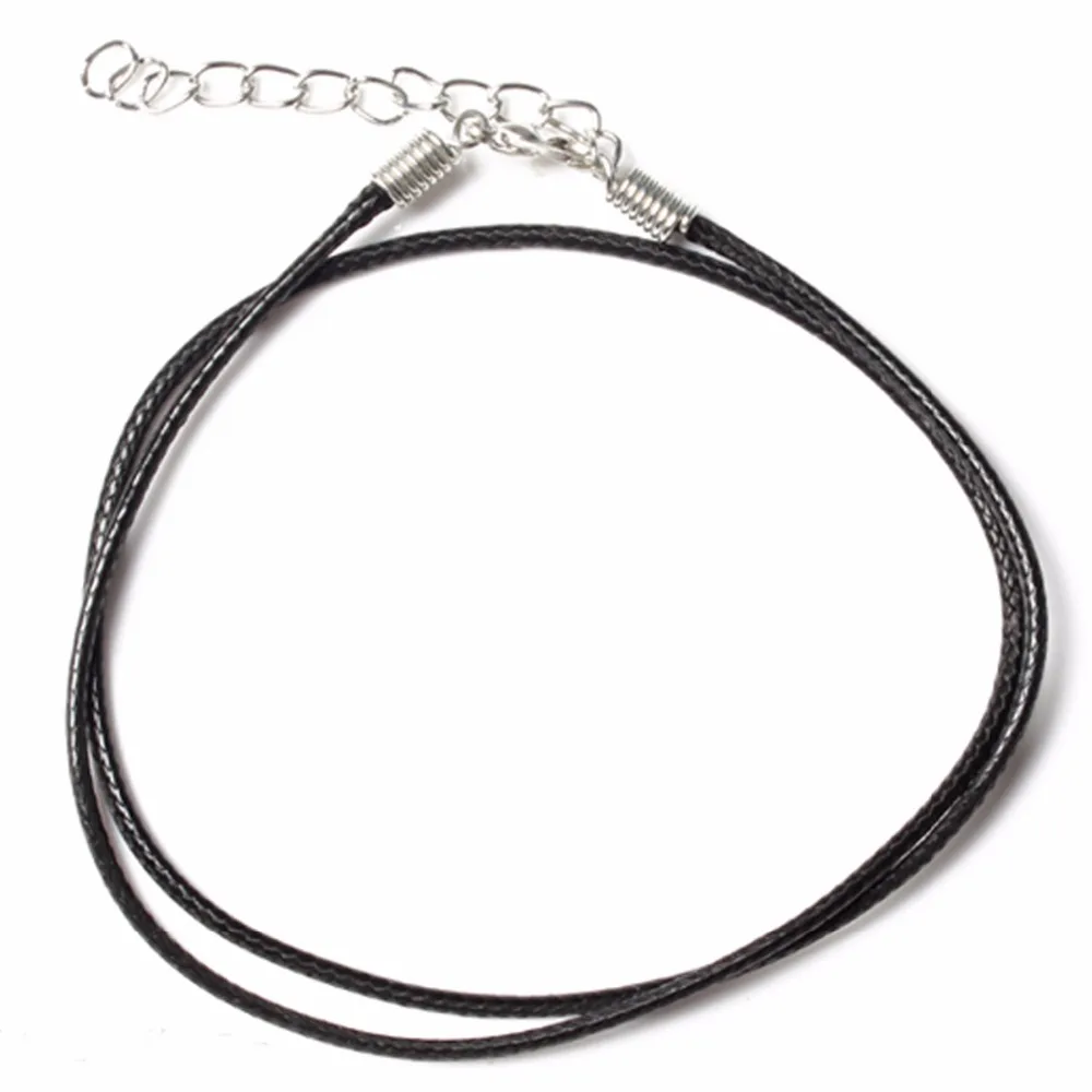 1.5 mm Black Leather Cord 45cm Wax Rope Chain Necklace Lobster Clasp