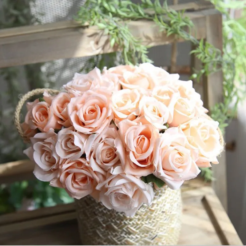 

Free Shipping A Bouquet of Rose Hand-holding flower household Imitation flower wholesalemulticolor