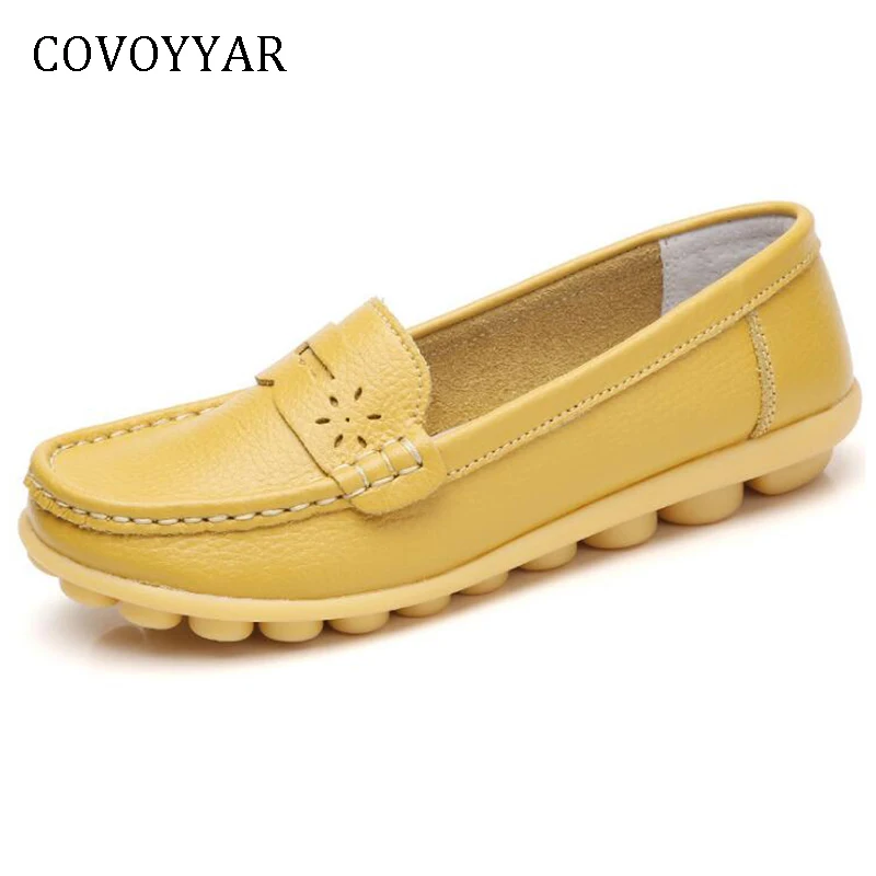 

COVOYYAR 2019 Comfort Women Flats Spring Soft Bottom Cut Out Lady Loafers Anti-Slip Walk Drive Shoes Women Big Sizes WFS1034