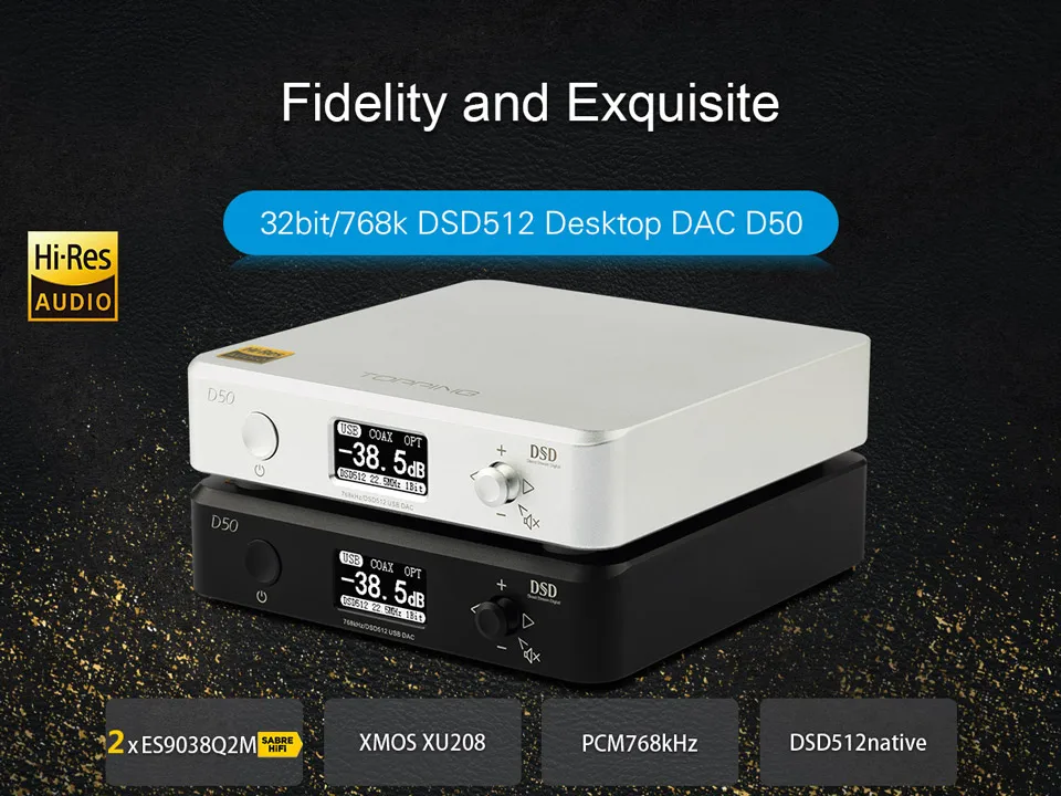 Топпинг D50S Настольный DAC декодер HIFI Fever USB, коаксиальный, оптический, DSD512 твердое решение XMOS(XU208) 2x ES9038Q2M OPA1612