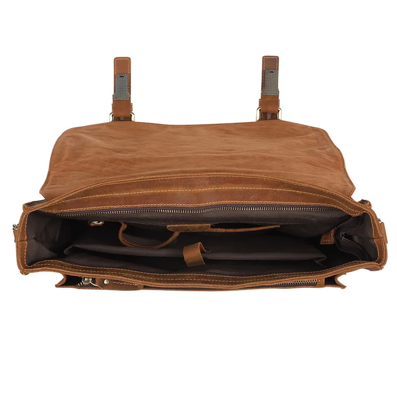 Мужской портфель Nesitu винтажный из натуральной кожи Crazy Horse для ноутбука 14 дюймов