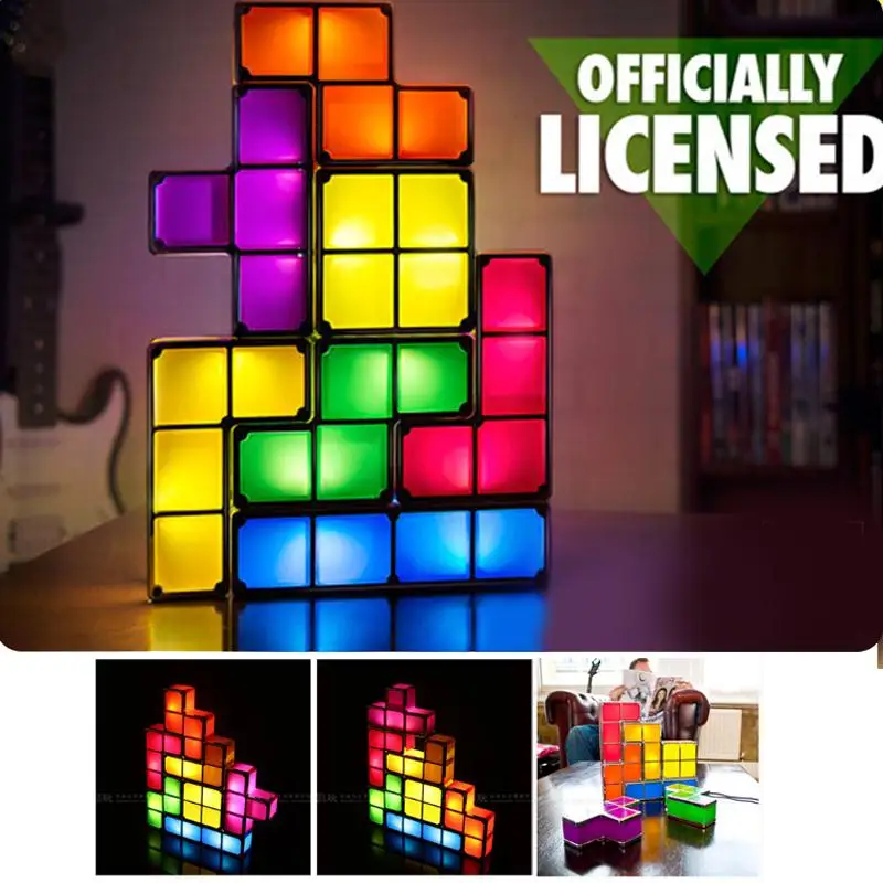 

DIY Puzzle Light Stackable LED Lamp Constructible Block LED Light Toy Retro Game Tower Block Baby NightLight