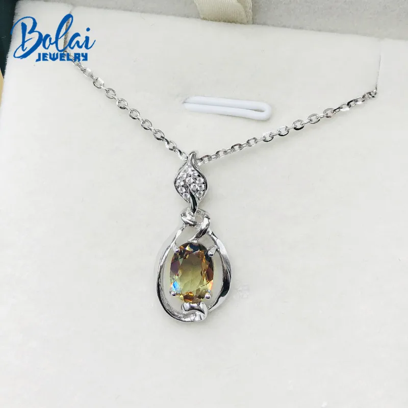 

Bolai color change nano diaspore leaf pendant necklace in genuine 925 sterling silver gemstone fine jewelry for women girls gift