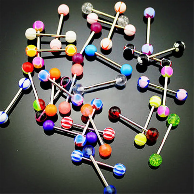 30 Fashion.Surgical Steel MIXED Tongue Tounge Rings BARS PIERCING