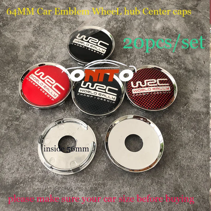 

20pcs/lot 64mm Auto Label badge emblem Rims Car Wheels hub center caps For WRC wrc logo badge Auto accessories 56mm stickers