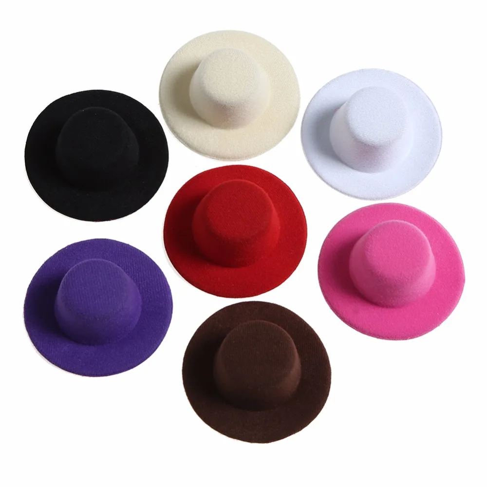 10pcs/lot 100% Felt Doll Hat 7.5-9.5 cm Mini Hat Headwear For Kids Birthday Gifts DIY Jewelry Accessories Craft Decoration
