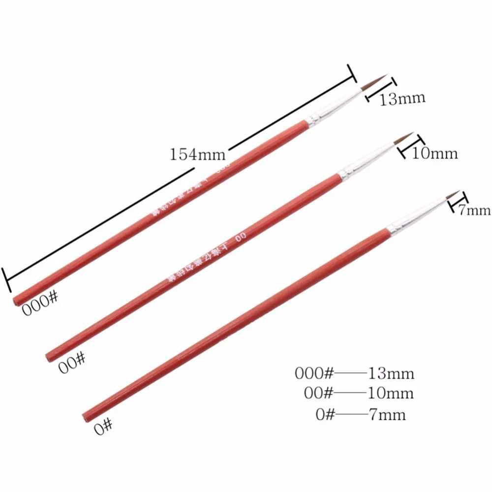 Живопись Pen тонкая кисть ногтей Pen 0/00/000 три модели смешивания нейлоновая вата Материал студент канцелярские картина с каллиграфией ручка