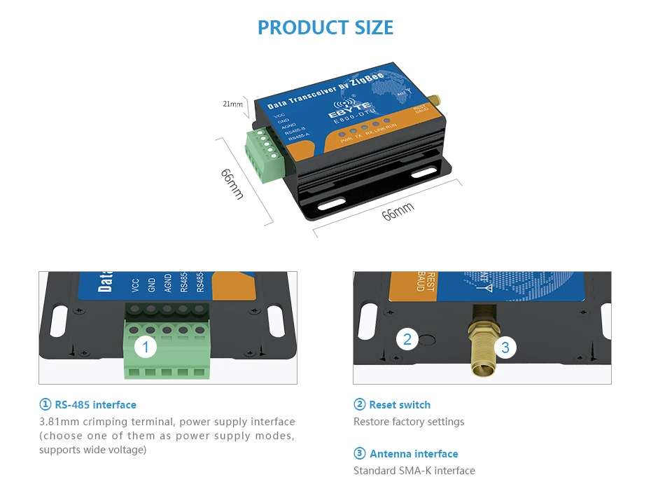 E800-DTU(Z2530-485-27) Zigbee CC2530 RS485 Transceiver (4)