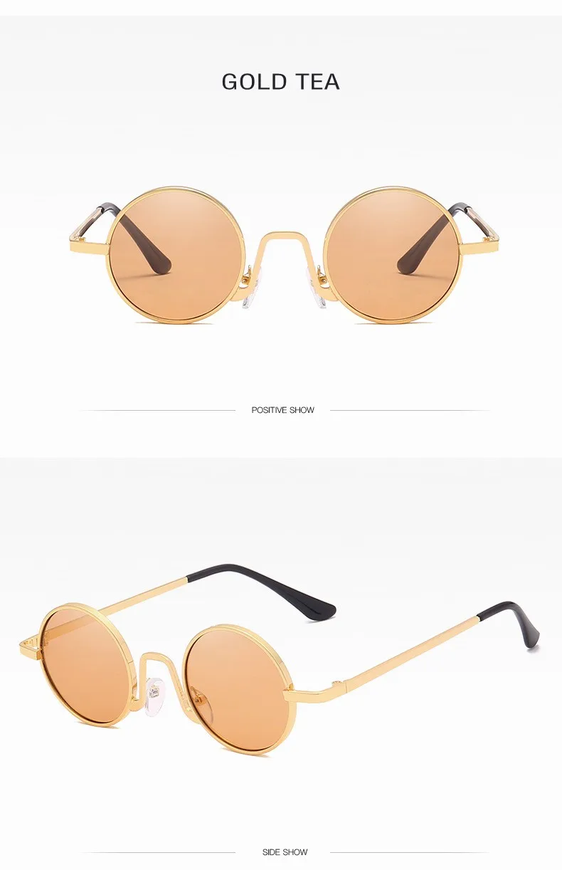 Роскошные круглые солнцезащитные очки для женщин, фирменный дизайн, Ретро стиль, металлическая оправа, красные, желтые солнцезащитные очки для женщин, zonnebril dames