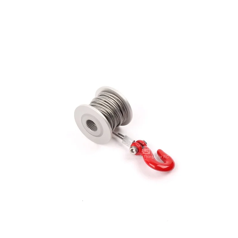 

RC 25T Servo Winch Drum Trailer Hook Hitch for 1/10 RC Crawler Car Axial SCX10 90046 D90 Traxxas TRX4