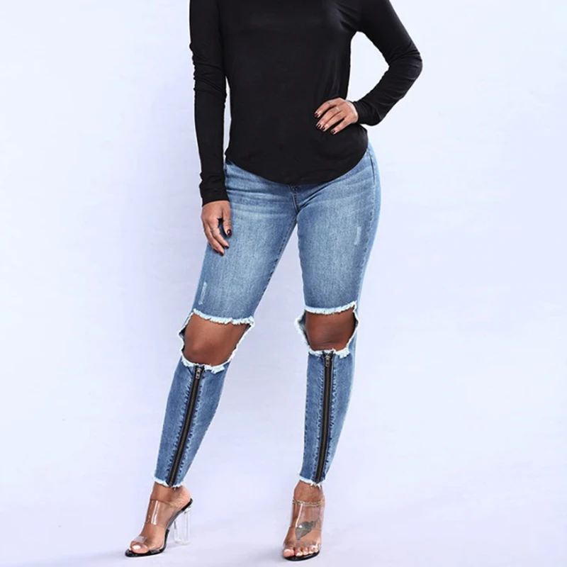 High Waist Skinny Fashion Boyfriend Jeans for Women Hole