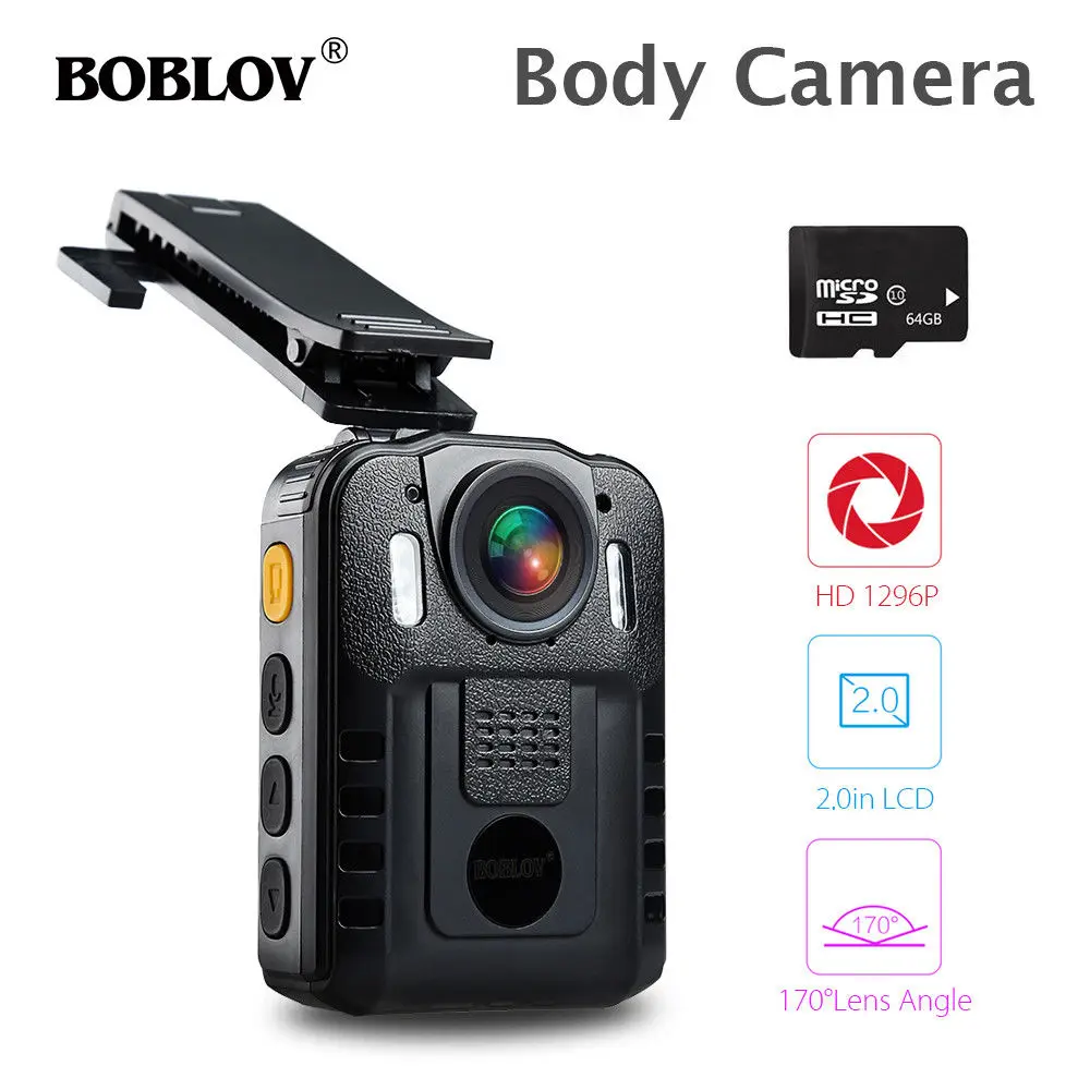 

BOBLOV WN9 2.0" LCD HD 1296P Video Mini Camera Novatek 96650 64GB Night Vision Worn Body Camera 2600mAh Battery Police HD Camera