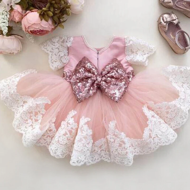 Bebe Filles Vetements Filles De Fleur De Mariage Arc Robes Rose Robe Robe De Demoiselle D Honneur D Ete Batizado Ropa Bebe Fille Robe Bebe Fille Aliexpress
