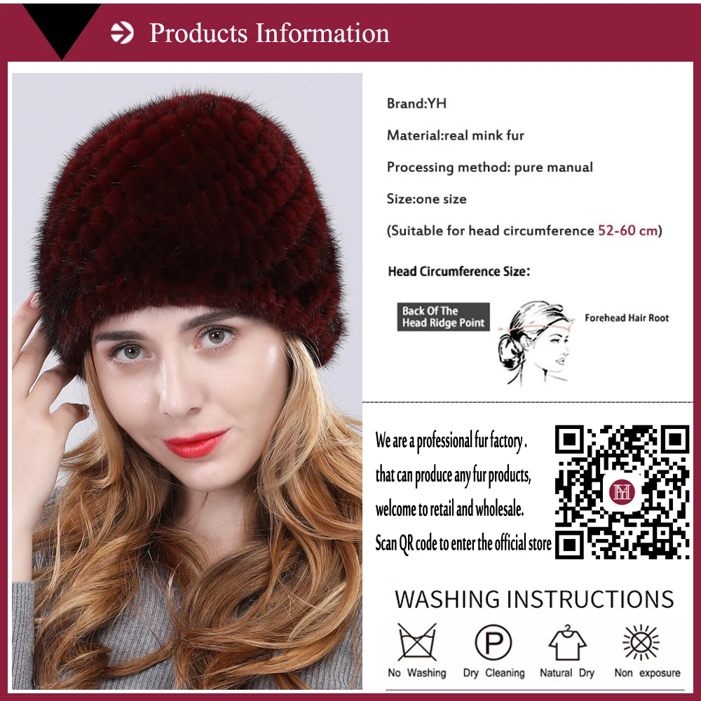 new arrival women real mink fur hat classic knitted genuine mink cap elastic warm brand wool lining thick fashion