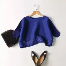 Чистый цвет воротник рукава низ цветок ногтей шарик доллары раза футболка