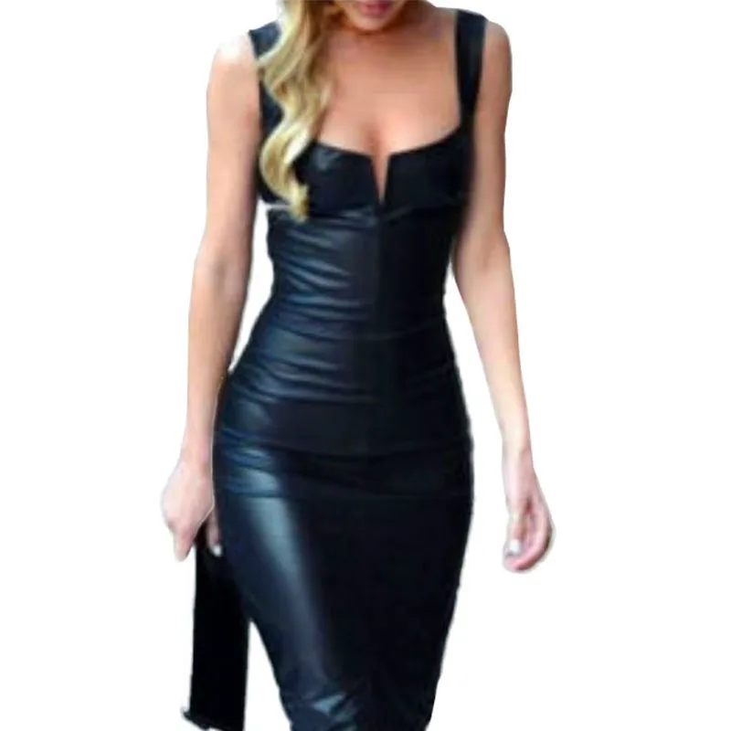 Новинка 2019 женское сексуальное элегантное вечернее платье из искусственной кожи