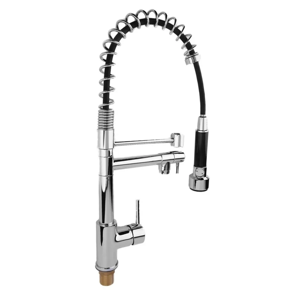 

Kitchen Bathroom 360 Degree Swivel Mixer Cold And Hot Single Hole Water Tap Washbasin Silver Single Handle Faucet