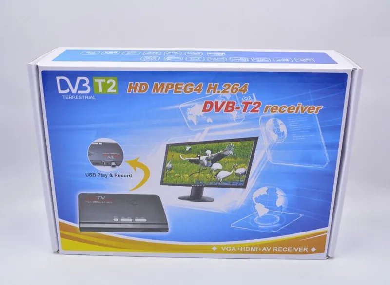 1080P HD DVB-T2 DVB-T Смарт ТВ приставка AV к VGA ТВ приставка HDMI VGA AV USB MPEG4 DVB-T2 приёмник, включите компьютер к телевизору