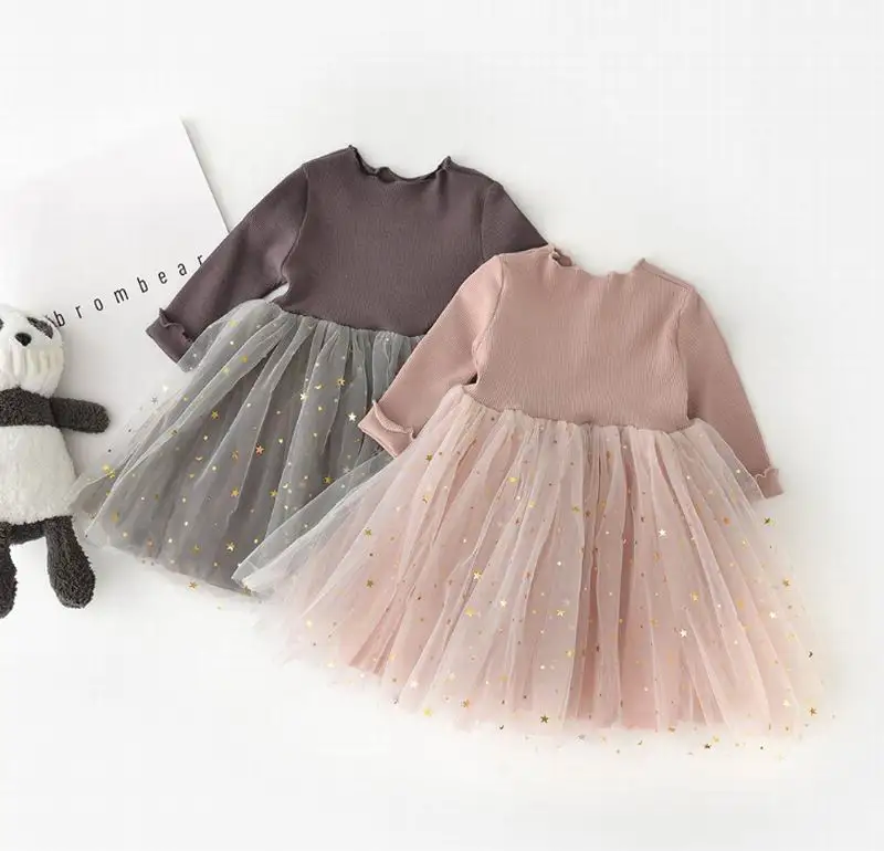 

Princess Dress for Baby Girls Korean Version Glitter Pentagram Long Sleeve Dress Kids Dresses Clothes 9M-4T E83025