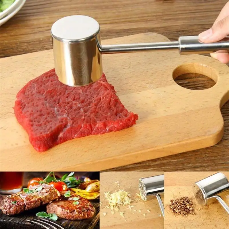 Молоток для мяса из нержавеющей стали, молоток для мяса, металлический молоток, зубчатая губка, двухсторонний гаджет для натягивания говяжий стейк, кухонный инструмент