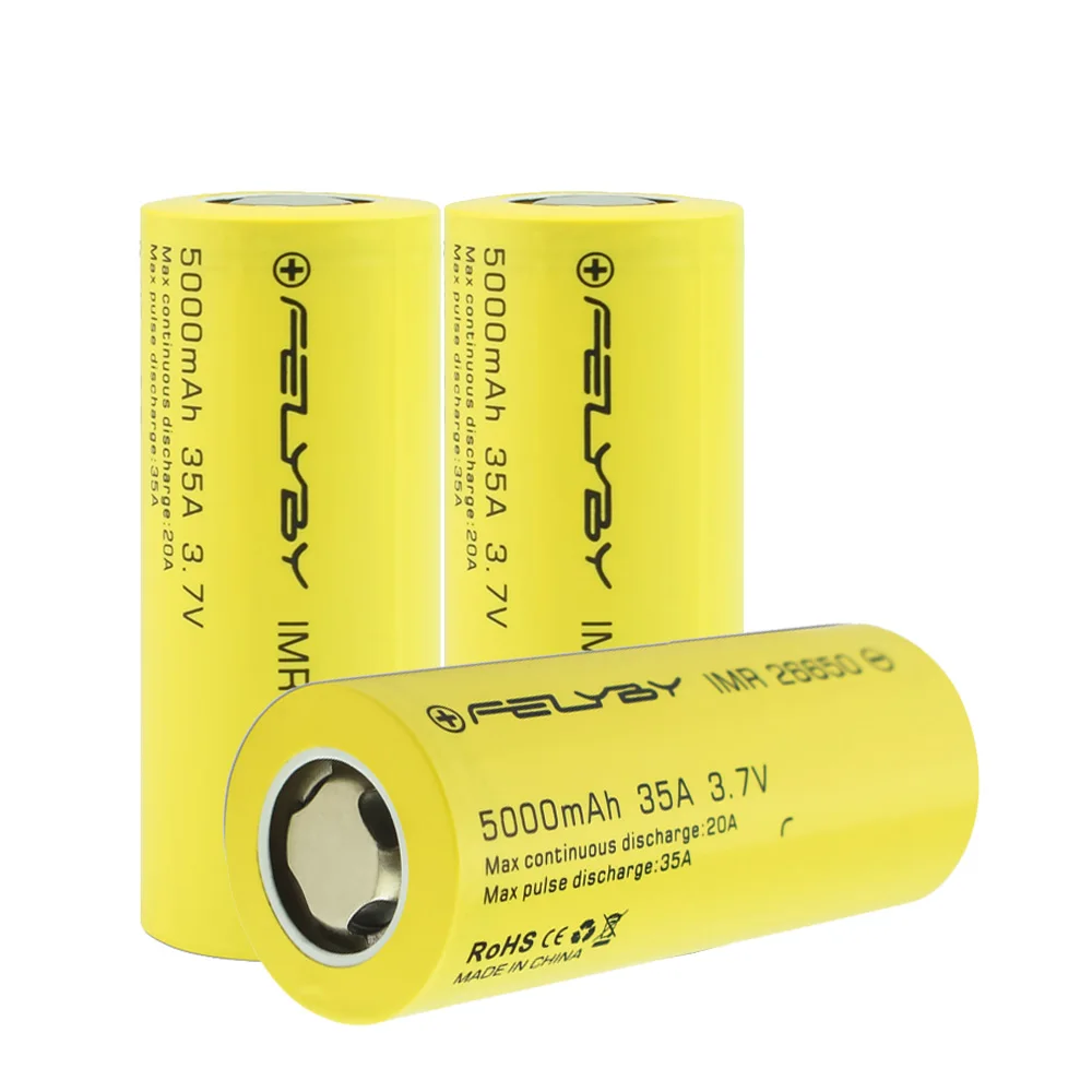FELYBY 1-5 шт Высокая емкость 5000mAh 3,7 V перезаряжаемая 26650 литиевая батарея для фонарей/солнечных/UPS/электронных инструментов - Цвет: 3 pcs