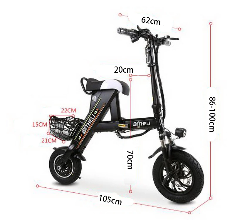 Flash Deal Venividivici Super light Mini-electric bike with Basket folding female small electric car lithium battery adult scooter 17