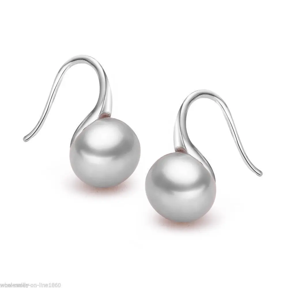

wb003 Gray Freshwater Cultured Pearl Sterling Silver Hook Earrings