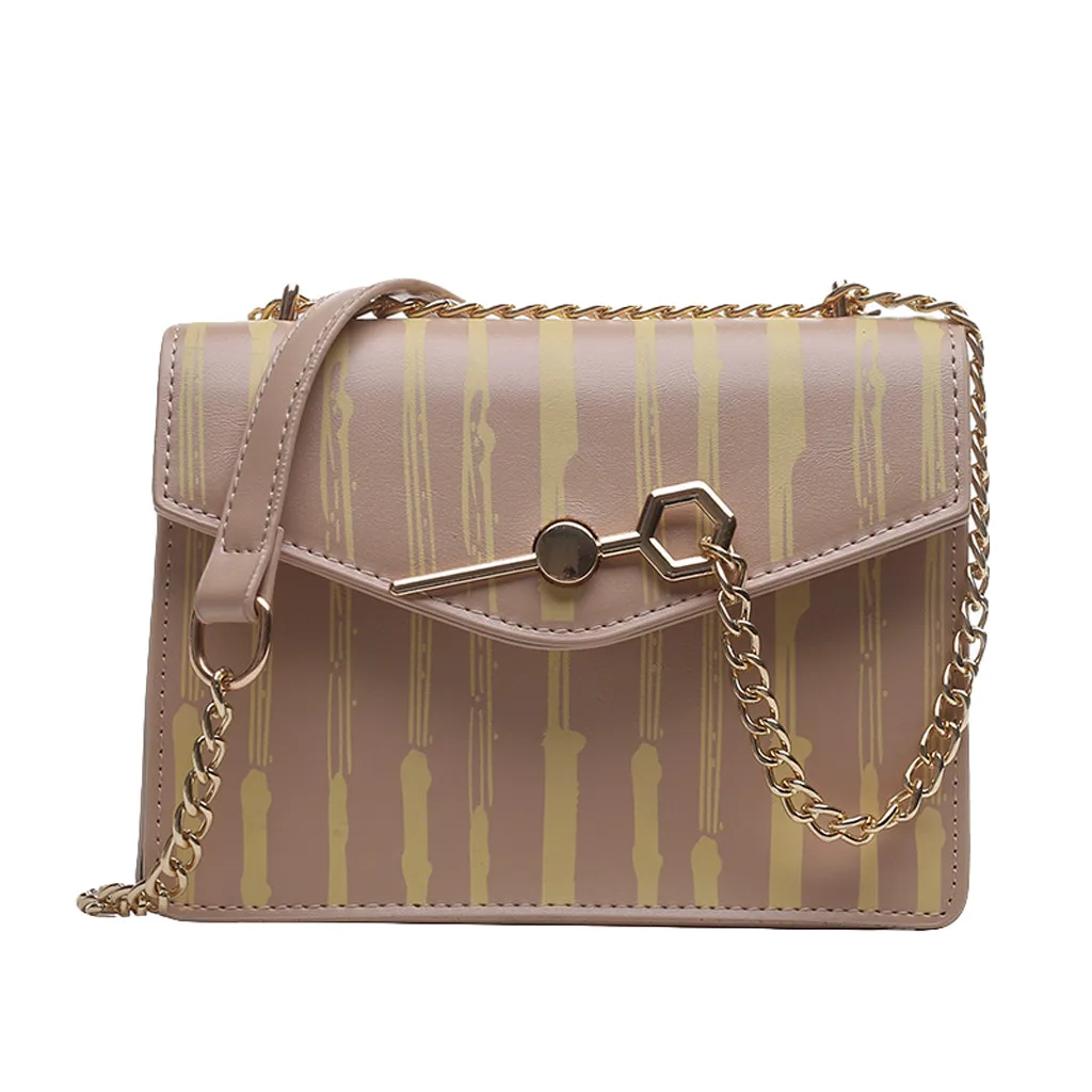 

OCARDIAN Fashion Women's Striped High Quality Leather Chain Bag Lady Crossbody Bag Luxury Designer Shoulder Bags Handbags Jul22