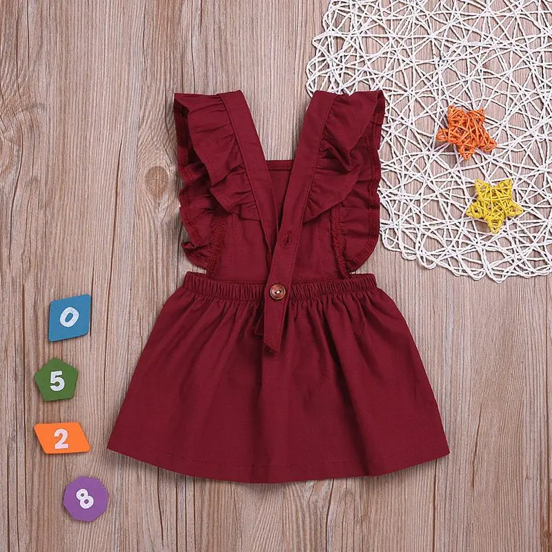 Однотонное платье с рукавами-крылышками; Одежда для девочек; Vestido; хлопковый сарафан для маленьких детей; платья для малышей; летнее платье для маленьких девочек