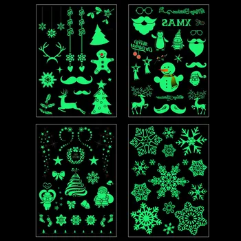 

1 Sheet Christmas Luminous Glow in the Dark Temporary Tattoo Stickers Toys for Kids Children Christmas Carnival Party Body Arts