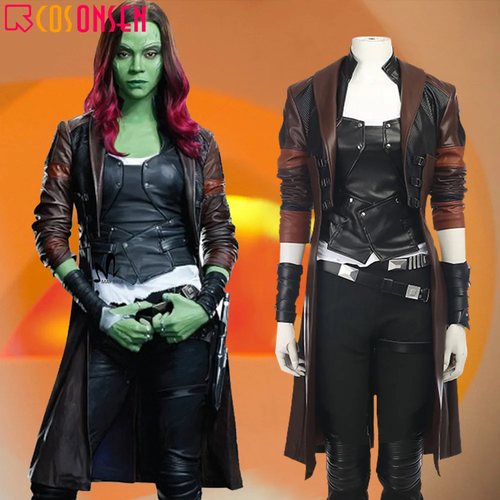 

Guardians of The Galaxy 2 Cosplay Costume Women Gamora Leather Coat COSPLAYONSEN Custom Made For Women Girls Carnival Party