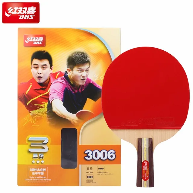DHS Original 3 Star Table Tennis Racket (3002, 3006) with Rubber (PF4 1