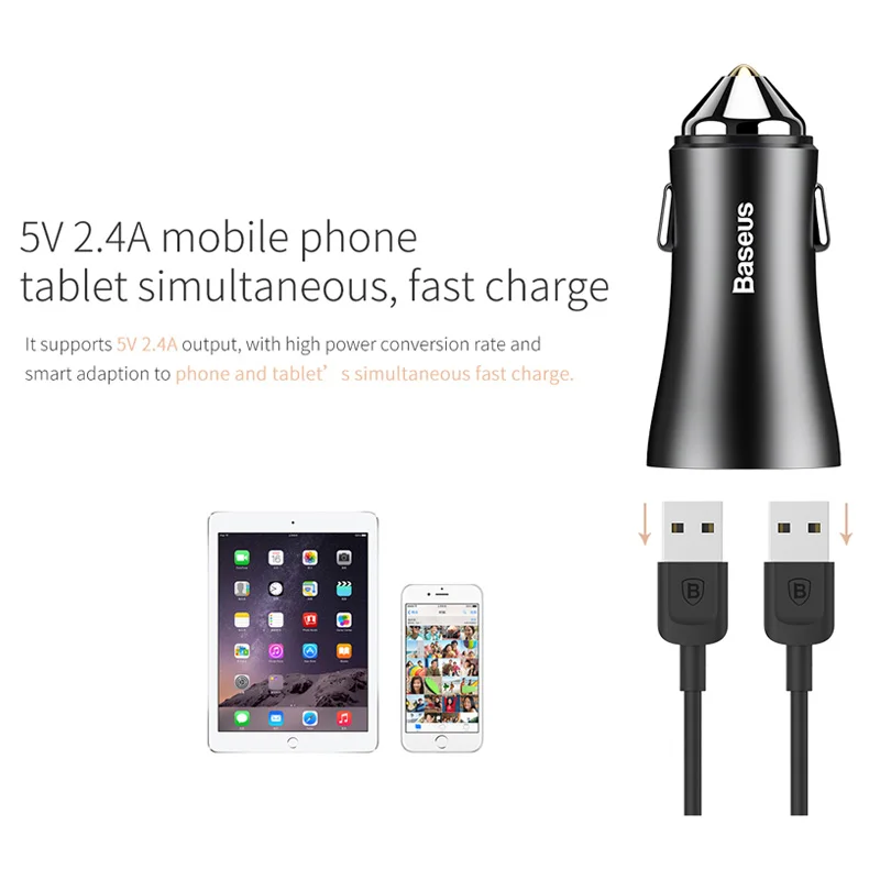 Baseus المزدوج USB سيارة شاحن آيفون XS سامسونج الهاتف المحمول شاحن سيارة ولاعة السيجار اللوحي GPS محول السفر الهاتف شاحن