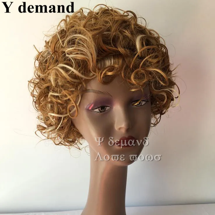 Afro Wigs Blonde Short Female Haircut Pelucas De Pelo Afro Puffy