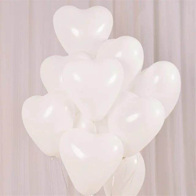 10 шт. розовые латексные гелиевые шары 10 дюймов воздушные шары в форме сердца надувные свадебные украшения воздушные шары с днем рождения - Цвет: White heart