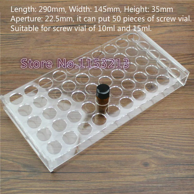 10ml Plexiglass Chromatography vial stand for place 50 vials analytical
