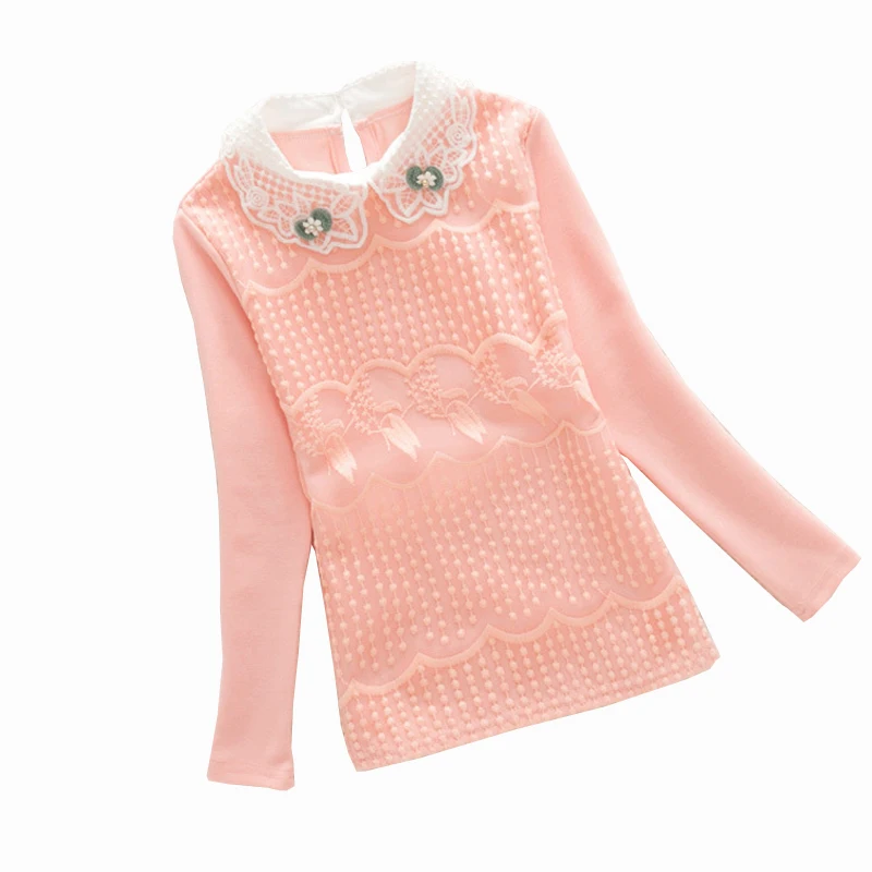 

Kids Girls Clothes 2017 Spring Autumn Children Clothing Girls Blouse Flower Lace Cotton Child Shirt School Girl Blouse