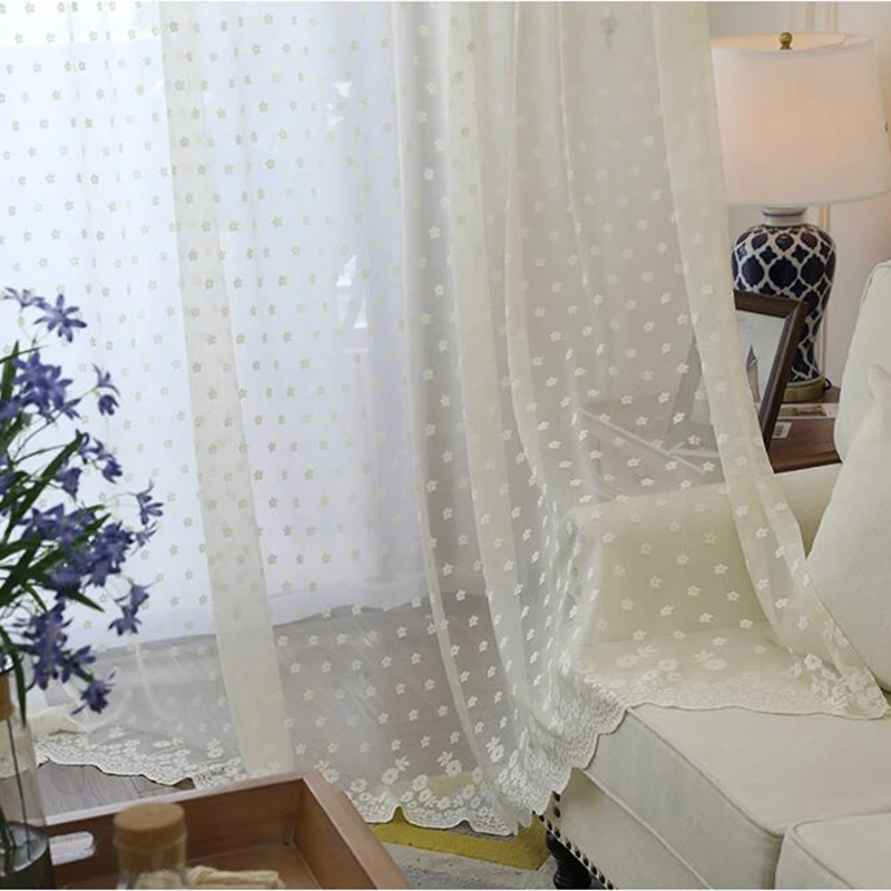 Сетчатые шторы Cortinas Dormitorio кружевные газовые с цветами для гостиной вязаные