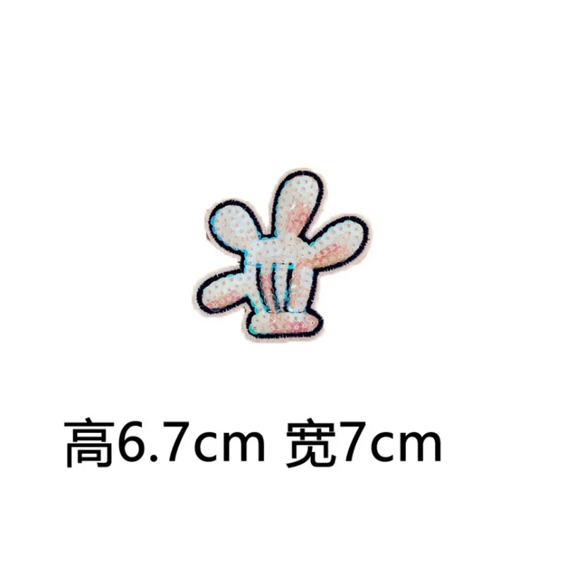 

Hot 1Pcs Mickey Hand Sequins Patches For Clothing Iron On Patch Clothes Jeans Bags Sequins Appliques DIY Garment Sequins Sticker