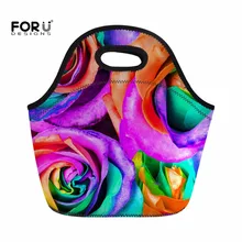 FORUDESIGNS красочные сумки для обедов с цветочным рисунком для женщин и детей, подарки для работы и школы, модная Неопреновая Изолированная Сумочка для завтрака и пикника