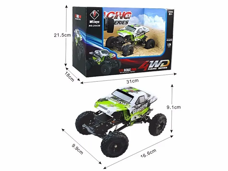 WLToys 24438 1:24 RC гоночный автомобиль масштаб 4WD внедорожный пульт дистанционного управления детские игрушки на радиоуправлении led с батареей