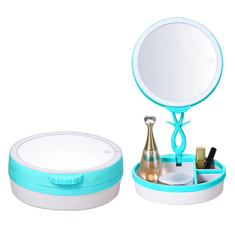 

MYLB-Kemei Folding Cosmetic Mirror LED USB Charging Multi-functional Body Induction Nightlight Storage Base, Luxury induction