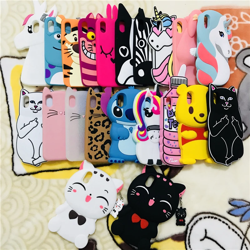3D Cartoon Soft Silicone Christmas Case For iPhone 5S 5 6 6S 7 8 Plus X Cover Minnie Judy Rabbit Cat Tiger Stitch Unicorn Animal