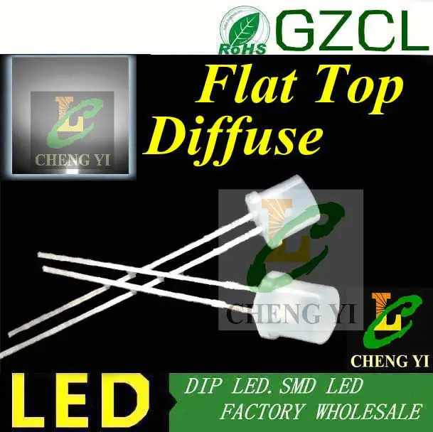 585 595нм желтый плоский Топ 5 мм DIP LED белый диффузный ламповый бисер 2 0 В диод (CE &