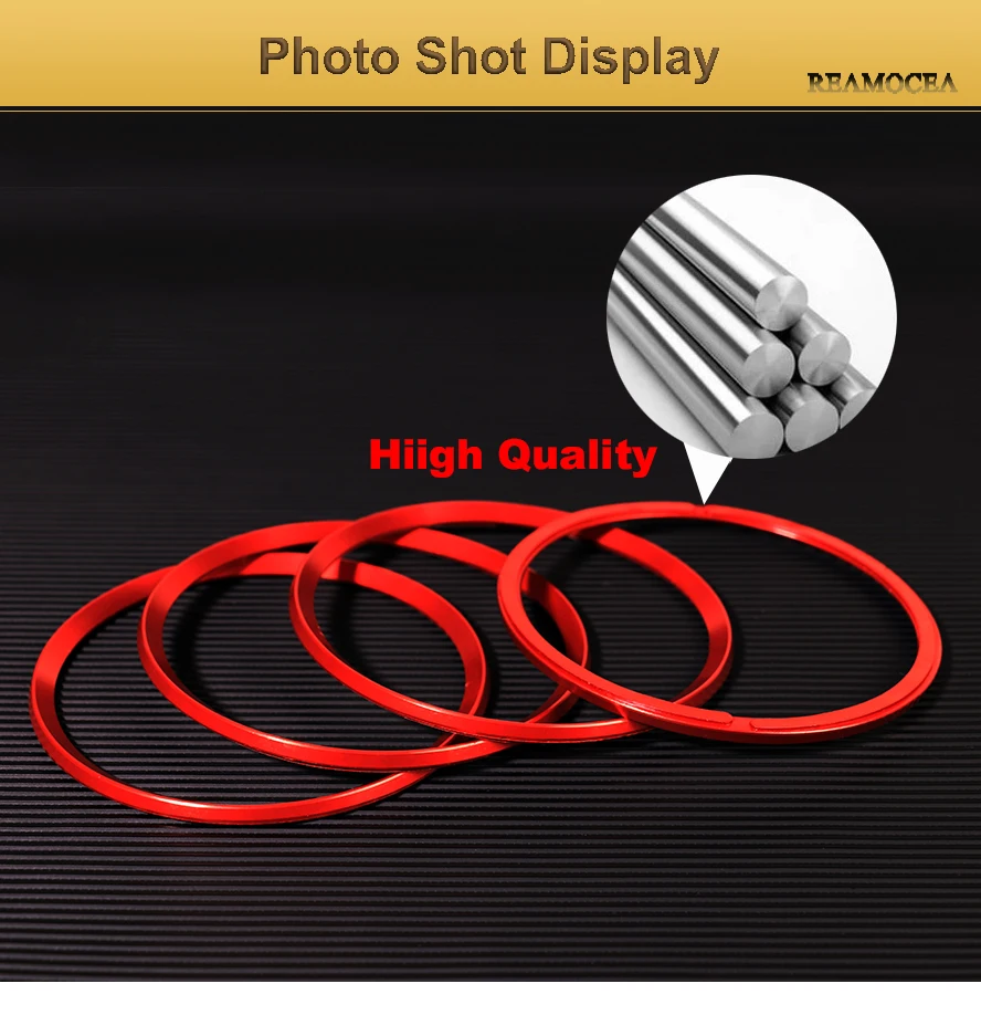 Reamocea 4Pcs Car Styling Red Aluminum Alloy Wheel Center Hub Ring Decorative Decals Cover Trim For Honda Civic 2016 2017 (5)
