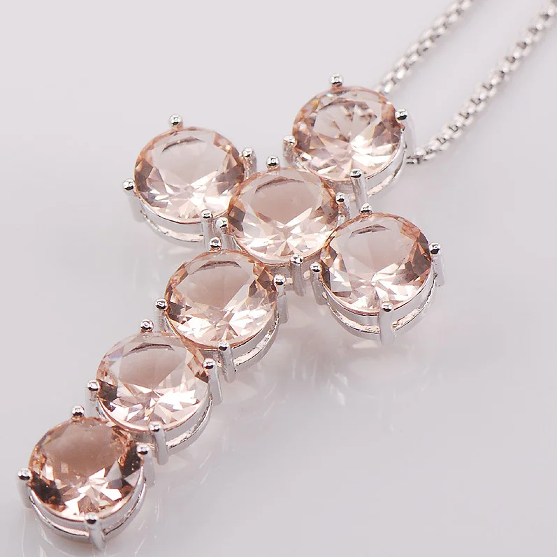 Кулон из серебра 925 пробы с огромным крестом морганитом|pendant strap|pendant bottlependant pushbutton